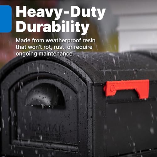 Step2 Town-to-Town XL Post-Mount Mailbox, Weather Resistant, Large Outdoor Mailboxes, Made of Durable Plastic, Easy to Install, USPS T4 Sized Mailbox, Flag Included, Onyx Black - image 4