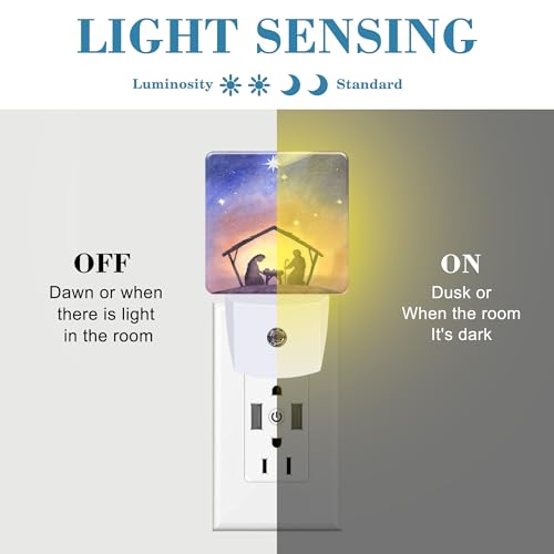 Image of Birth of Jesus in Bethlehem Night Light Plug into Wall with Dusk to Dawn Sensor Cute Nightlight for Kid Girls Boys Women Men Room Decor, Hallway, Kitchen, Bathroom, Nursery, Stairs