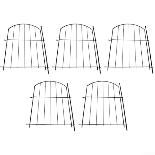 Juego de valla de jardín de metal que contiene 5 paneles para protección de estanques y jardines, proporcionando límites seguros para evitar la intrusión de mascotas y mejorar la estética del jardín