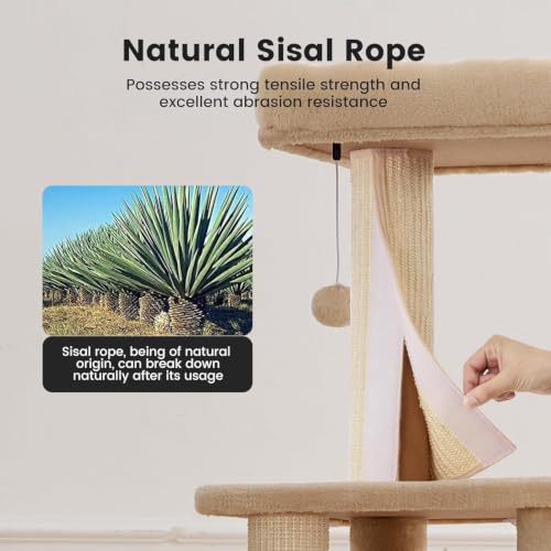 Image of 65in Large Cat Tree Heavy Duty Tower Condo & Sisal Posts for Cats