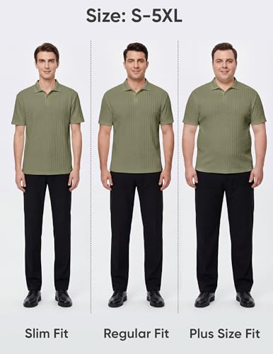 Image of JMIERR Mens Casual Polo Shirt Summer Short Sleeve Vacation Button Beach Knit Stretchy Golf Shirts