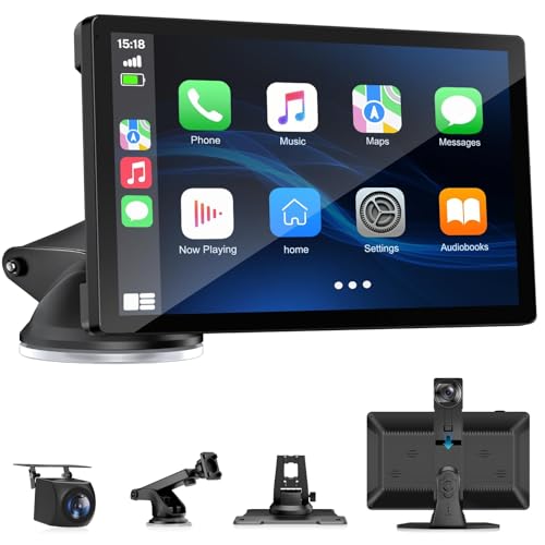 BOXGVO Wireless Carplay Screen for Car with 4K Dash Cam, 9' Portable Carplay & Android Auto, Car...