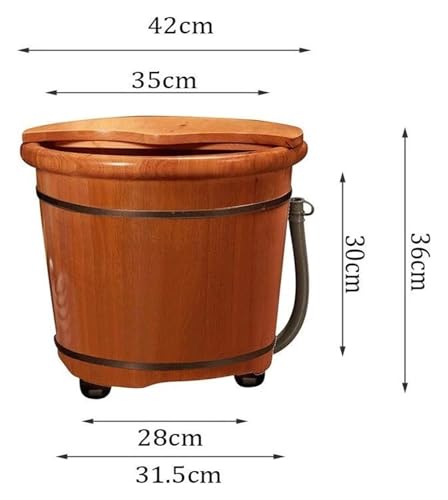 Tina de madera para pies con rueda y tapa miniatura 7
