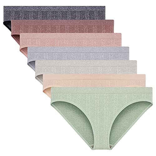 Dlala Women's Cotton Stretch Bikini Panties Comfort Rib Underwear 7 Pack (Color A, M)