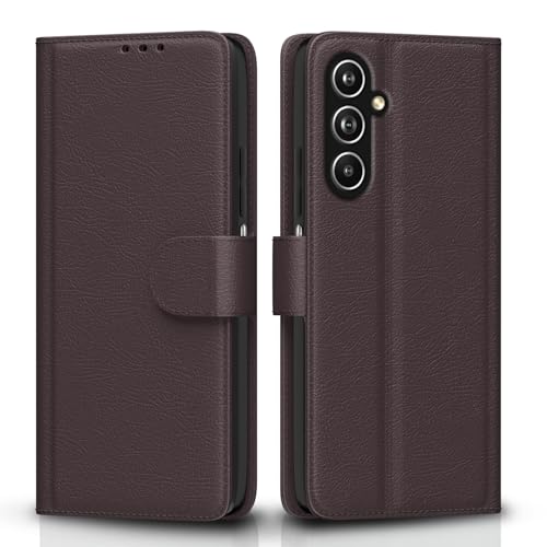 Image of Pikkme Samsung Galaxy F54 / M54 5G Flip Cover Leather Finish | Inside TPU with Card Pockets | Wallet Stand and Shock Proof | Complete Protection Flip Case (Coffee)