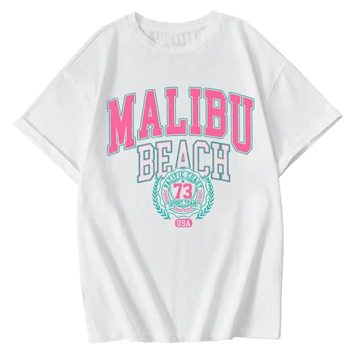 Jinluth Cute Letter Graphic Tees for Girls Preppy Aesthetic Shirts Oversized Trendy T Shirts Loose Casual Summer Tops