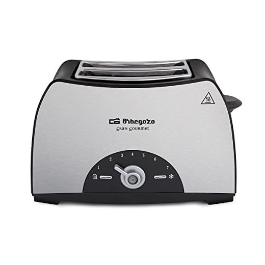 Orbegozo TO 3050 - Tostadora de pan 2 ranuras, carcasa de acero inoxidable, 7 niveles de tostado, 800 W de potencia, función descongelación y recalentamiento, bandeja recogemigas