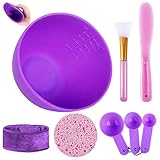 Facemask Mixing Bowl Set, Anmyox DIY Face mask Mixing Tool Kit with Silicone Mask Bowl, Face Mask Brush, Measuring Spoons, Mask Spatula, Makeup Headband and Exfoliating Sponge (8-IN-1)