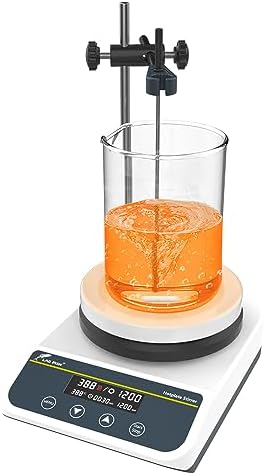 LAB FISH Laboratory Magnetic Stirrer Hot Plate 310℃/ 590℉ 5 inch Digital Magnetic Mixer 3L Capacity Button Control Timer Setting 50-1500rpm,Probe Sensor & Stirring Bar Included,110V