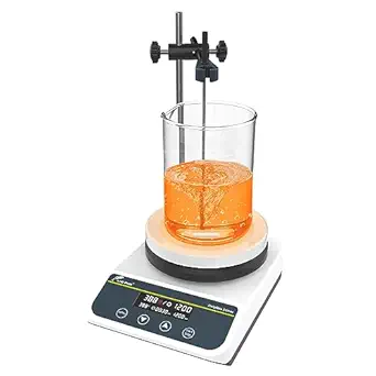 LAB FISH Laboratory Magnetic Stirrer Hot Plate 310℃/ 590℉ 5 inch Digital Magnetic Mixer 3L Capacity Button Control Timer Setting 50-1500rpm,Probe Sensor & Stirring Bar Included,110V