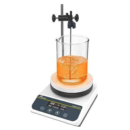LABFISH Lab Magnetic Stirrer Hot Plate 310℃/ 590℉ 5 inch Digital Magnetic Mixer 3L Capacity Button Control Timer Setting 50-1500rpm,Probe Sensor & Stirring Bar Included,110V