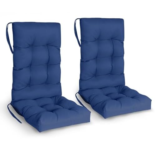GREENVINES Rocking Chair Cushions Set of 2 | Polyester | Waterproof | Outdoor High Back Rocker Chairs Cushion | Seat with Ties | Non-Slip | Thickened
