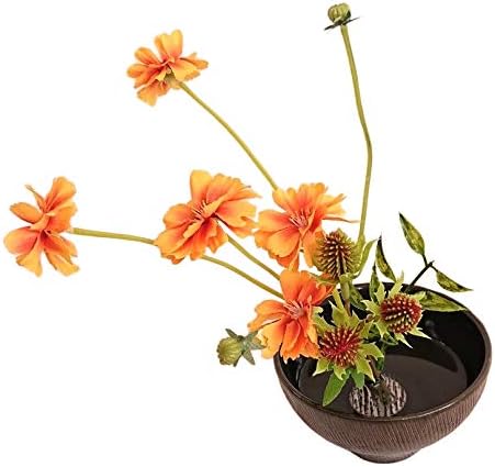 Amazon 和風アレンジ 和風造花アレンジ アレンジメント 秋桜 コスモス 花雅シリーズ 意匠登録商品 オレンジ 造花 オンライン通販