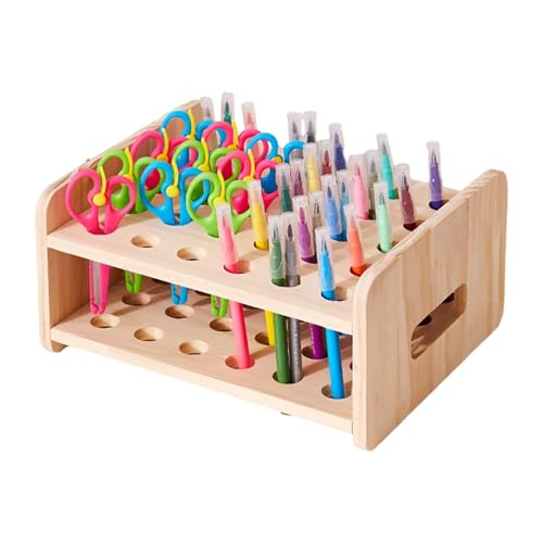 NevPuose Organizador de tijeras, multiusos de 30 ranuras, ahorra espacio, soporte organizador de escritorio, para aula, salón, hogar, peine, maquillaje, cosméticos, herramienta de aseo