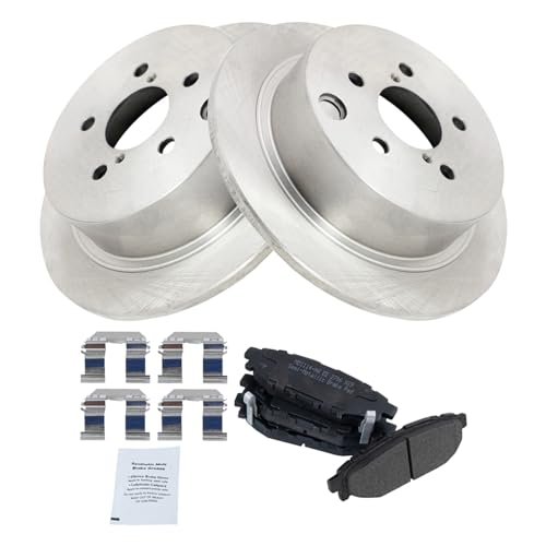 Image of TRQ Rear Brake Pad and Rotor Set Semi Metallic | For 2014-2018 Subaru Forester 2016-2021 Crosstrek 2012-2020 Impreza 2013-2015 XV Crosstrek
