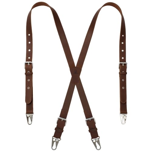 Jack&Chris Genuine X-Shaped Leather Suspenders