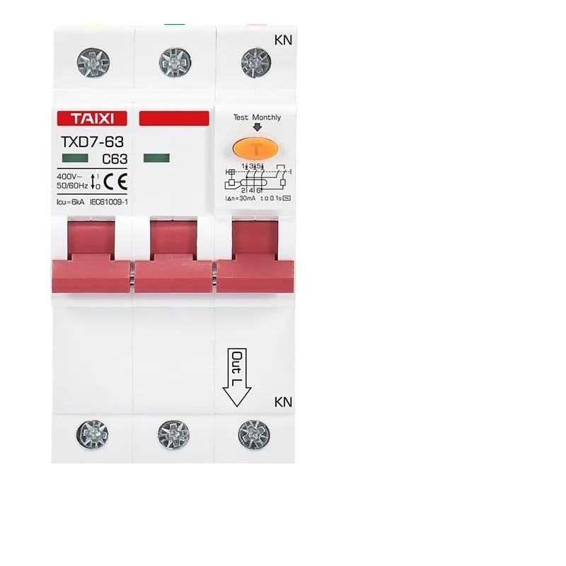 Interruttore Magnetotermico Interruttore differenziale con Protezione da sovracorrente 220 V 380 V RCBO 10 A 16 A 20 A 32 A 40 A 63 A 2P 3P 4P 30 mA Interruttori Automatici(4P 30MA,50A)