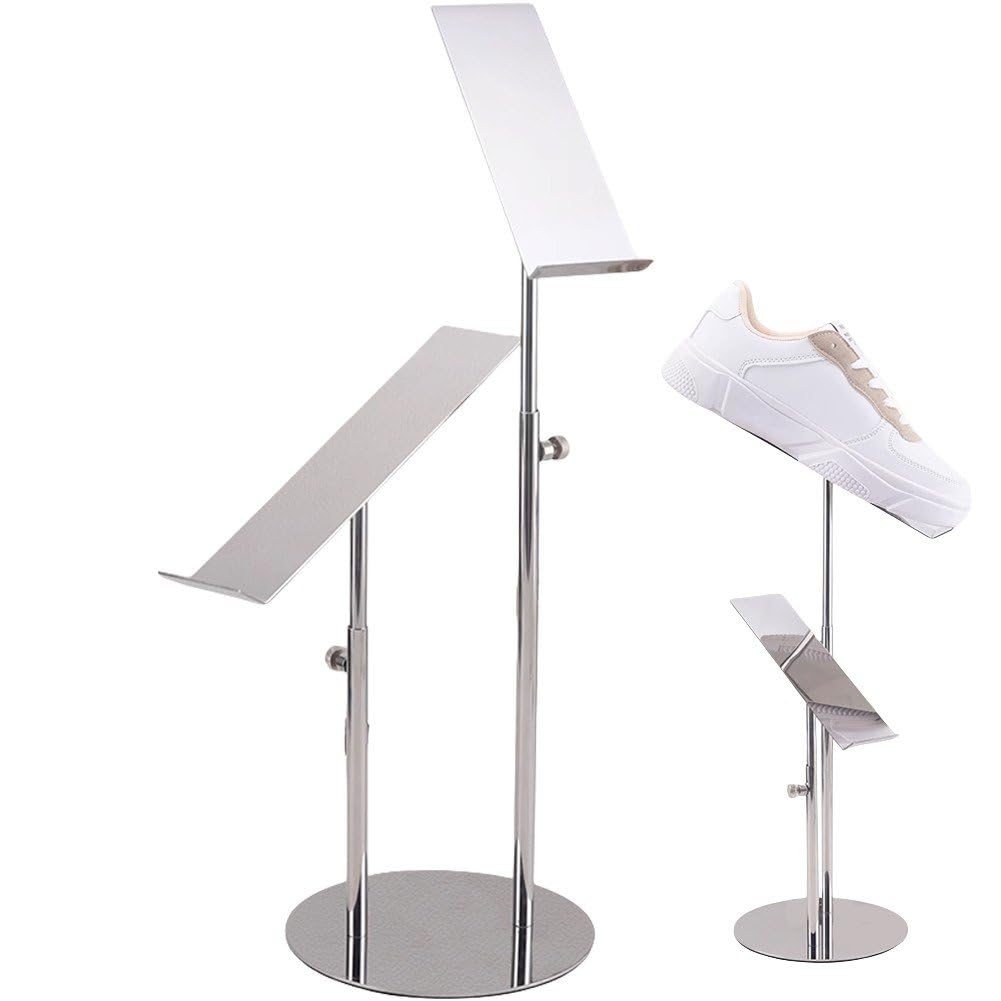 Présentoir de chaussures en acier inoxydable à hauteur réglable