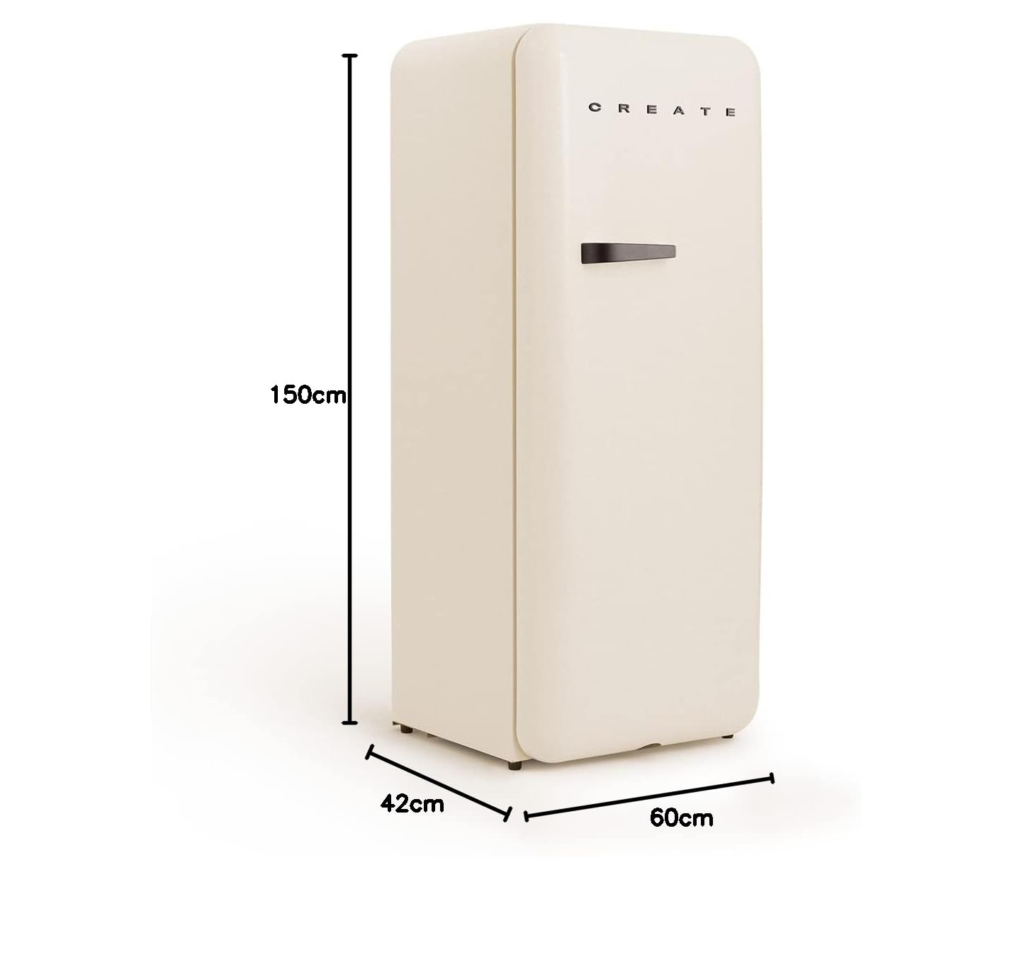 CREATE / RETRO FRIDGE 150 WOOD/Frigorífico blanco roto maneta madera con congelador 281L / 102W. bajo consumo. diseño vintage. 150cm. 3 estantes. regulador temperatura. botellero. 60x60x150cm — view 70