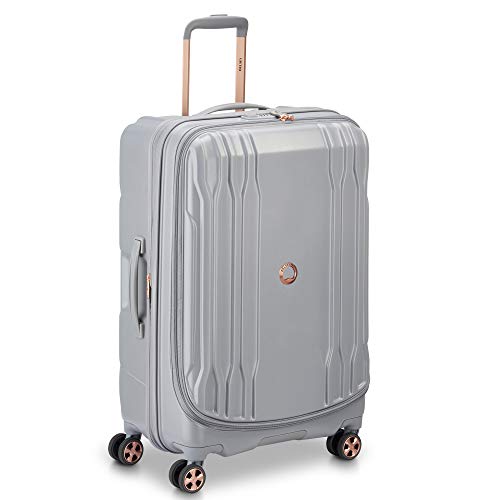DELSEY Paris Eclipse DLX Expandable Luggage with Spinner Wheels, Harbor Gray, Checked-Medium 25 Inch