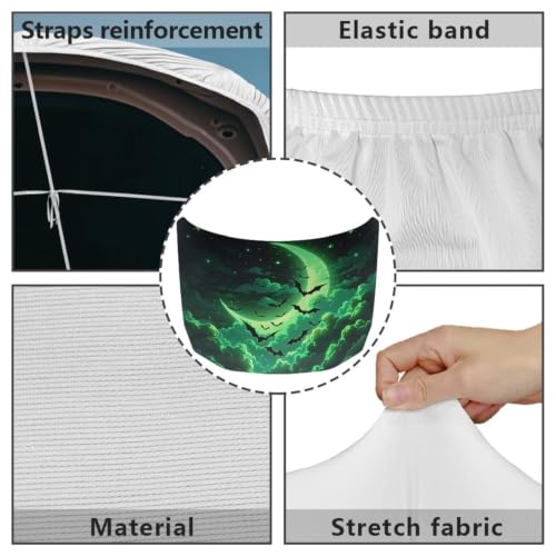 Image of Green Moon Bat Car Hood Cover Polyester Elastic Fabrics Can be Washed Suitable for SUV Trucks Universal for Cars