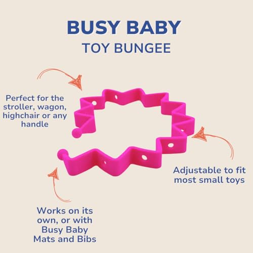 Image of Busy Baby Toy Bungee - Dishwasher Safe Toy Strap - 100% Food-Grade Silicone (Pink)