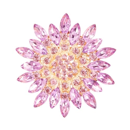 Image of Colorful Rhinestone Crystal Sunflower Brooch Pin for Women Dress Hat Decoration