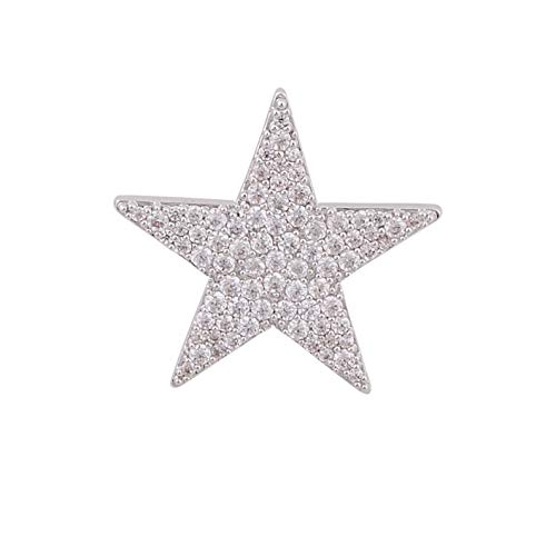 Image of Shining Cubic Zircon Star Brooch Pins Elegant Clear Crystal Flower Lapel Pin Breastpin Badges for Women Men