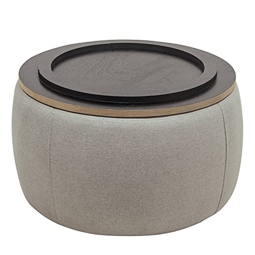 Kakotito Modern Round Storage Ottoman With Wooden Lid,Circle Ottoman Handmade Ottoman Coffee Table,End Table & Footstool thumb #7