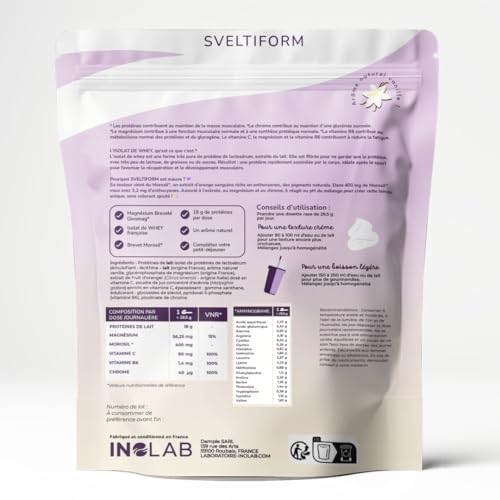 INOLAB Protéine Minceur 360 | Pure Whey Isolate + Morosil + Magnésium B6 + Chrome +Acérola | Musculation + perte de poids + Énergie | 15 encas vanille gourmand – Image 3