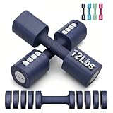 EAST MOUNT Adjustable Weight Dumbbells Set of 2, 8 in 1 Hand Weights for Women 2lb/3lb/4lb/5lb/6lb Dumbbell Weights Set 12 lbs/Pair Hand Weights for Home Office Gym Workout