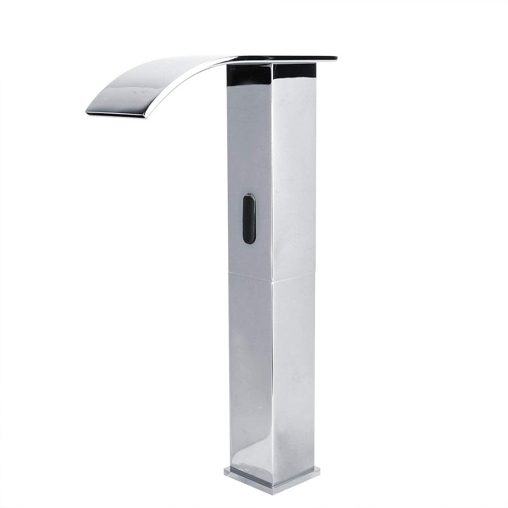 Rubinetto Lavabo Bagno con Sensore a Infrarossi Touchless e Flusso a Cascata in Ottone Anticorrosione per Uso Domestico, Ufficio, Centro Benessere