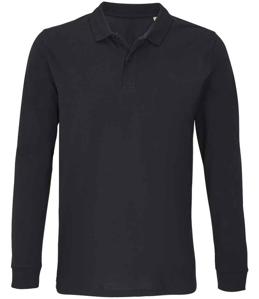 COOZO Planet Long Sleeve Piqué Polo Shirt - Black - XL