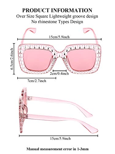 Frienda Oversize Square Sparkling Sunglasses Retro Thick Frame Sunglasses3