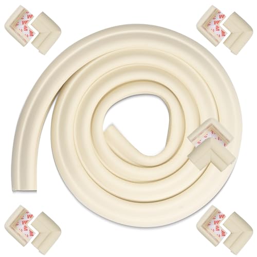 Image of BAYBEE Corner Protector for Baby, Baby Proofing Cushion Guards with 6.5ft Edge Strip & 10 Pcs, Child Safety Protector for Furniture, Table Corners Edge Protector for Kids (Cream)