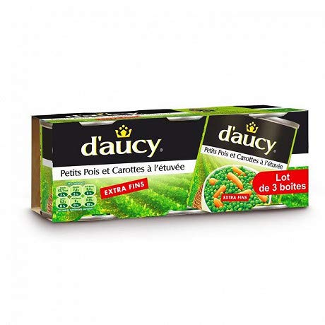 D'AUCY - Pois Extra Fins Et Carottes 330G - Lot De 4 - livraison offerte