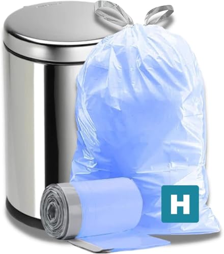 Plasticplace Custom Fit Blue Drawstring Trash Bags Compatible with Simplehuman Code H Tear-Resistant Scent-Free for Indoor Use Home Office Trashbags (100 Count) 8-9 Gallon / 30-35L 18.5 x 28