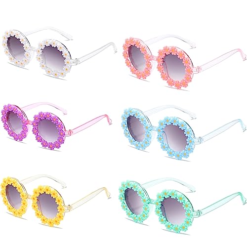 Image of WZWLKJ Round Flower Sunglasses for Baby Girls Flower Shaped Cute Glasses UV 400 Protection Outdoor Beach Girl Boy
