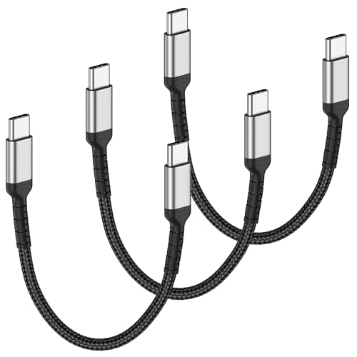 USBC to USBC Cable Short 20cm 3Pack Type C to Type C Fast Charger Cable 60W PD Braided Cord for iPhone 17/16 Pro Max Samsung S25/S24 Huawei P80 Pixel