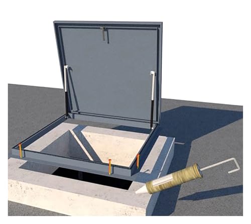 Puerta de Techo metálica Grande de 50 x 71 cm (20 x 28 Pulgadas). Tapa de Acceso al ático con Varillas de Soporte y manija. Tapa de Acceso Duradera para Pozo/sótano, fácil Acceso y Seguridad