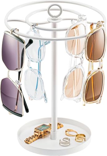 眼鏡置き台 20本かけ可能 サングラススタンド メガネラック サングラスかけ ラック 見せる収納 金属製 トレー付き