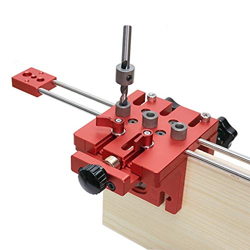 Aluminium Alloy Guide Locator Jig, 3 in 1 Woodworking Hole Drill Punch Positioner Joinery System Kit