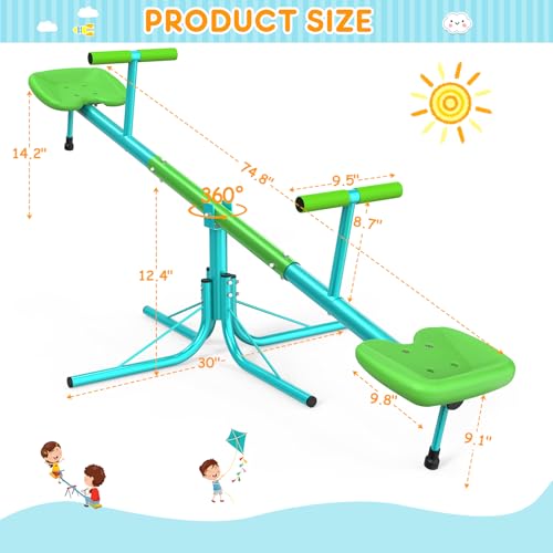 Amictoy Teeter Totter for Kids, Sit and Spin Seesaw for Toddlers Age 3-9, Heavy Duty Toys for Indoor and Outdoor, Safety Certified - Thumbnail 2
