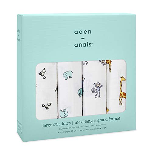 Image of Aden + Anais Classic Muslin Swaddle Blanket 4 Pack (White)