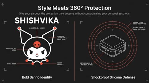 Image of SHISHVIKA Ultra Armor Silicone Case Cover Compatible for CMF by Nothing Buds Pro 2 / Buds 2 Plus /Buds 2 (Kuromi, Cartoon)