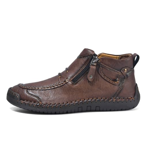 Men'S Casual Barefoot Shoes Mens Leather Ankle Chukka Boots Slip On Moccasins Walking Driving Loafers2