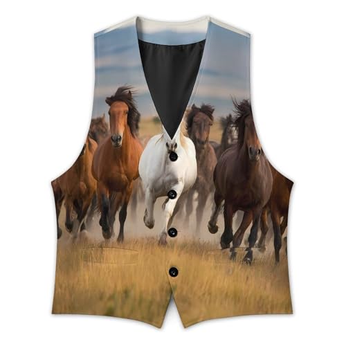 Running Horse Animal Men's Suit Vest Slim Fit Business Dress Party Pattern Waistcoat Vest Top3