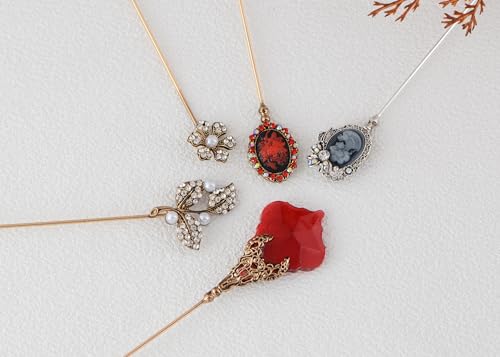 Image of Alilang 5Pcs Vintage Bendable Lapel Pins Classic Pin Brooches Set Accessories for Secure Styling on Hats, Scarves