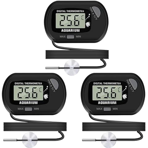 Thlevel LCD Digital Aquarium Thermometer, Fish Tank Thermometer with Water-Resistant Sensor Probe and Suction Cup for Reptile, Turtle Incubators, Terrarium Water Thermometer (3) Cover
