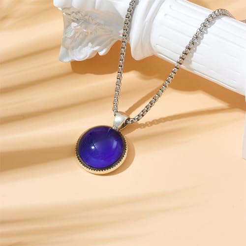 Round Shaped Temperature Sensing Color Changing Pendant Mood Necklace2